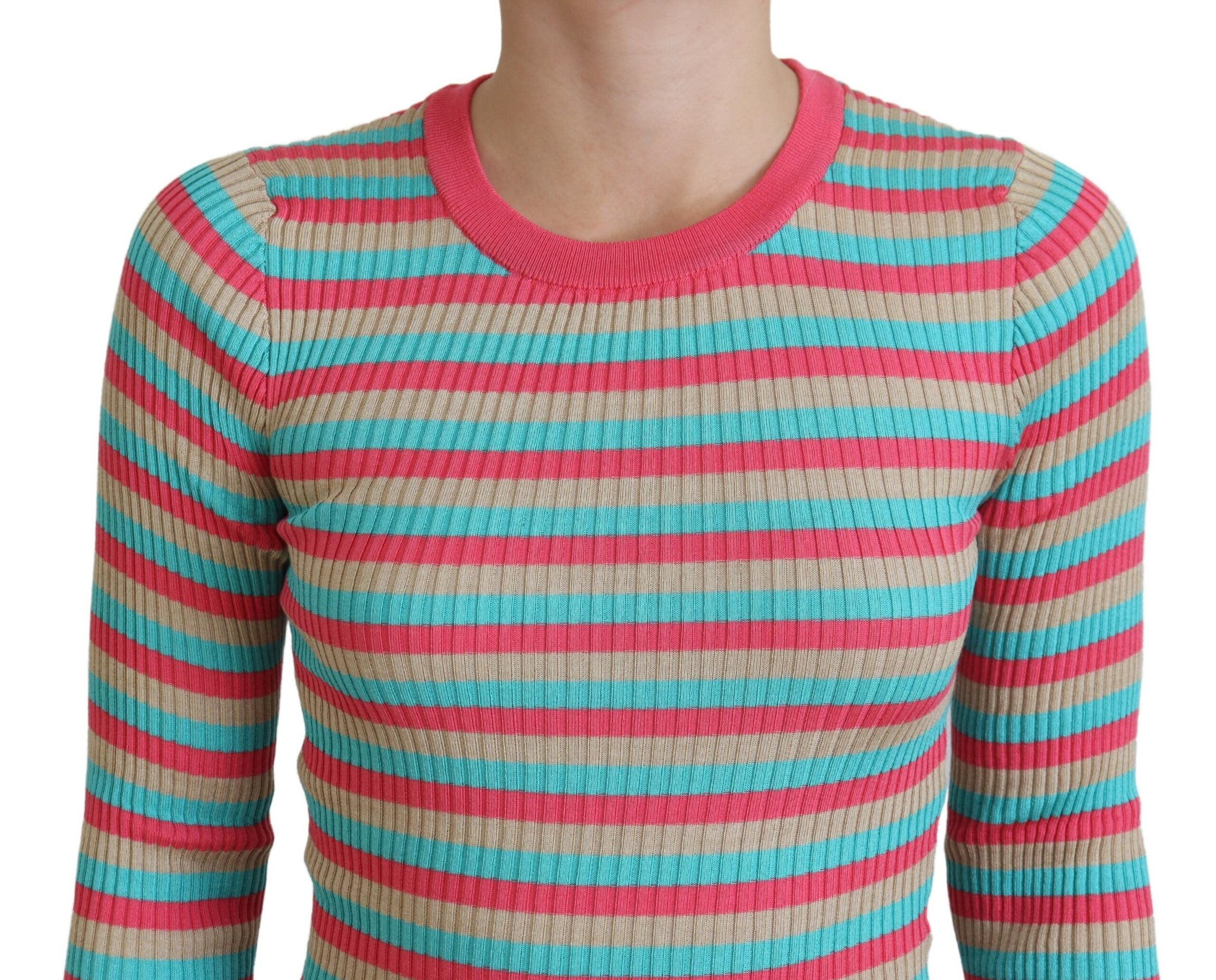 Dolce & Gabbana Multicolor Pullover mit Rundhalsausschnitt aus Seide