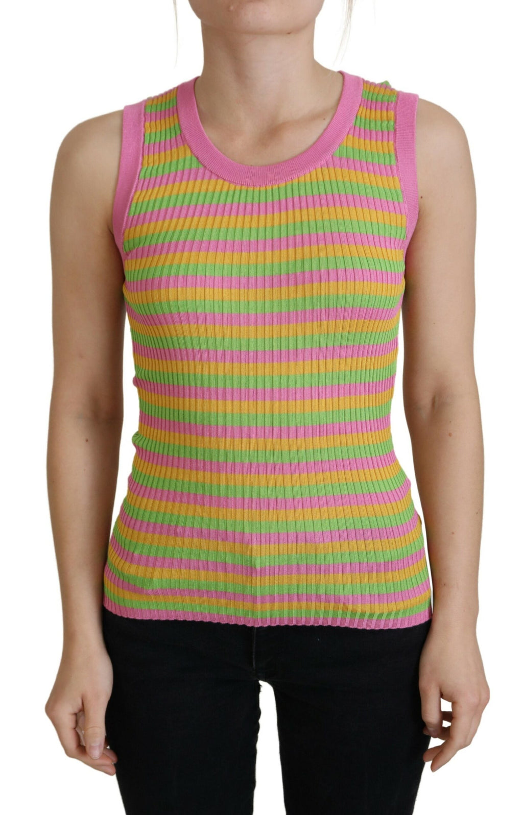 Dolce & Gabbana Multicolor Seidenweste Pullover Tank Top