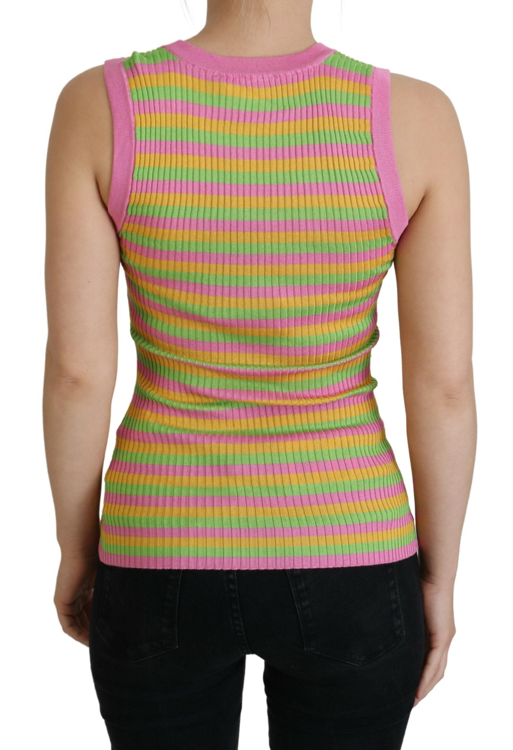 Dolce & Gabbana Multicolor Seidenweste Pullover Tank Top