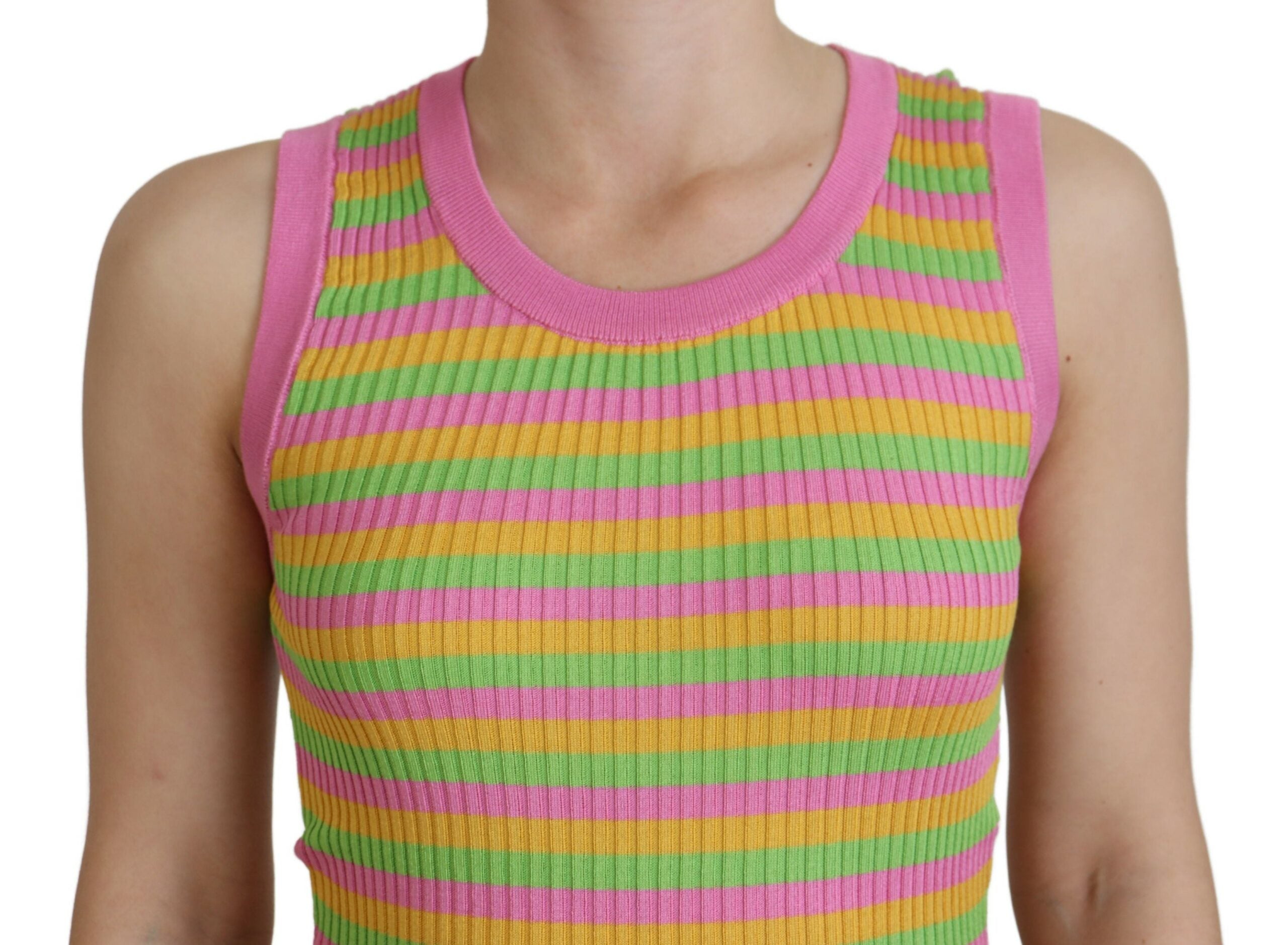 Dolce & Gabbana Multicolor Seidenweste Pullover Tank Top