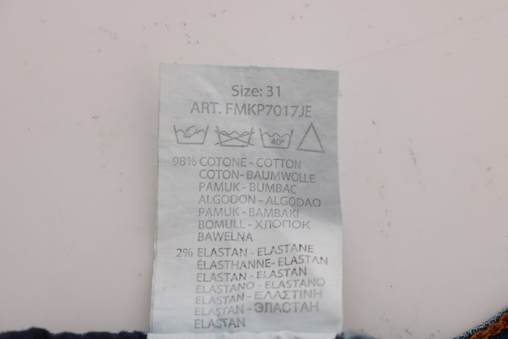 Frankie Morello Blaue Waschung Zerrissene Dunfermile Slim Fit Jeans