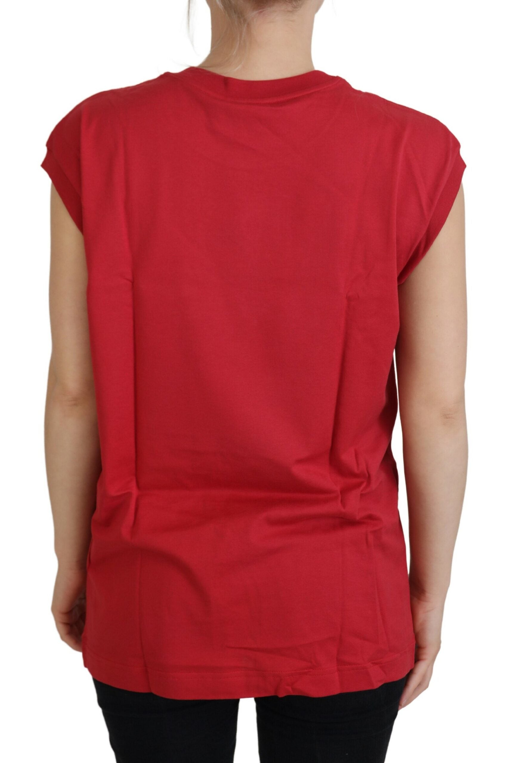 Dolce & Gabbana Rotes Baumwoll-DG-Logo-Tank-T-Shirt