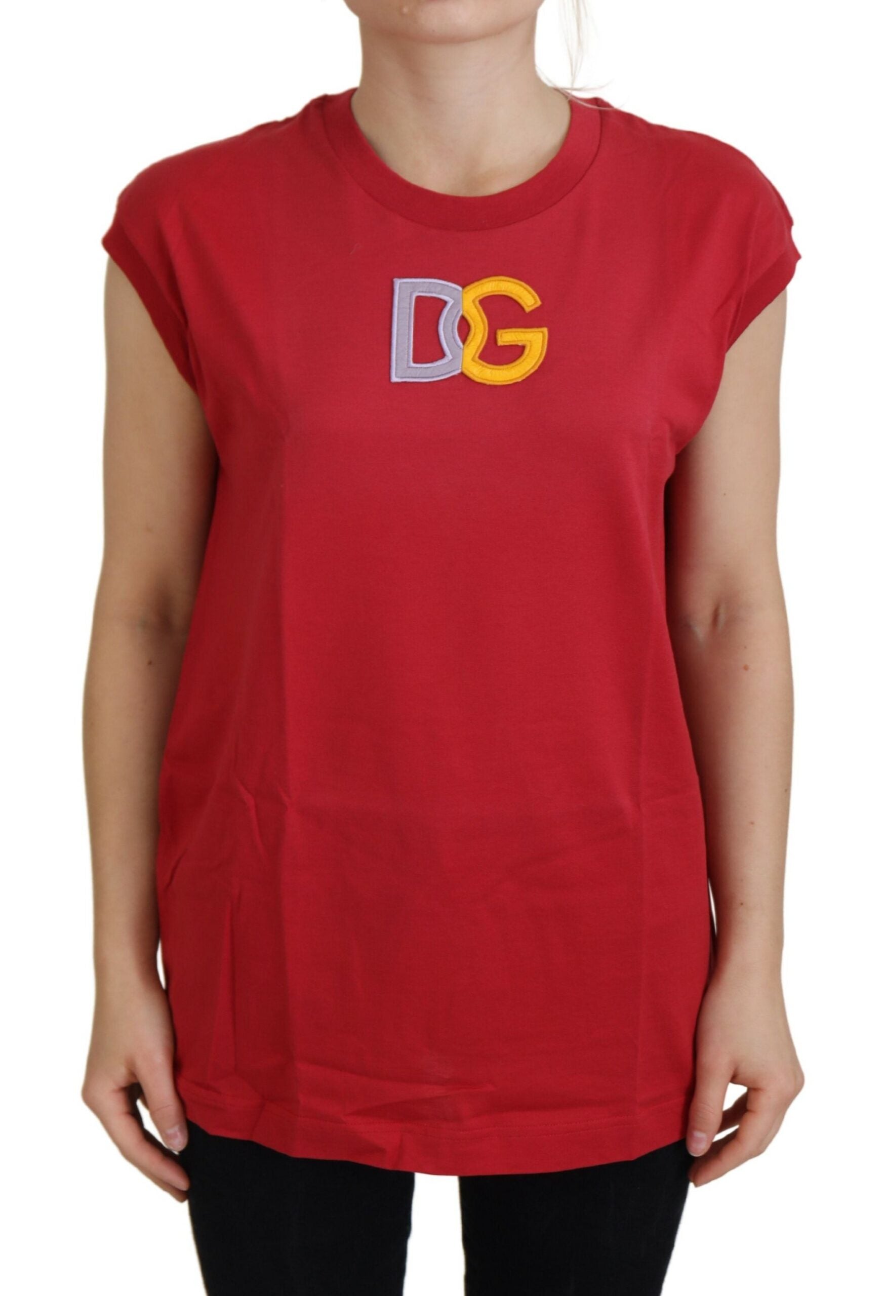 Dolce & Gabbana Rotes Baumwoll-DG-Logo-Tank-T-Shirt