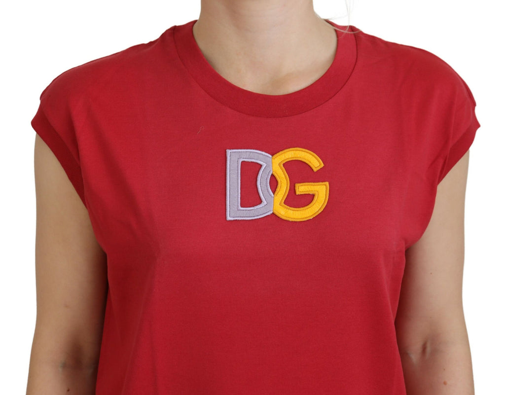 Dolce & Gabbana Rotes Baumwoll-DG-Logo-Tank-T-Shirt