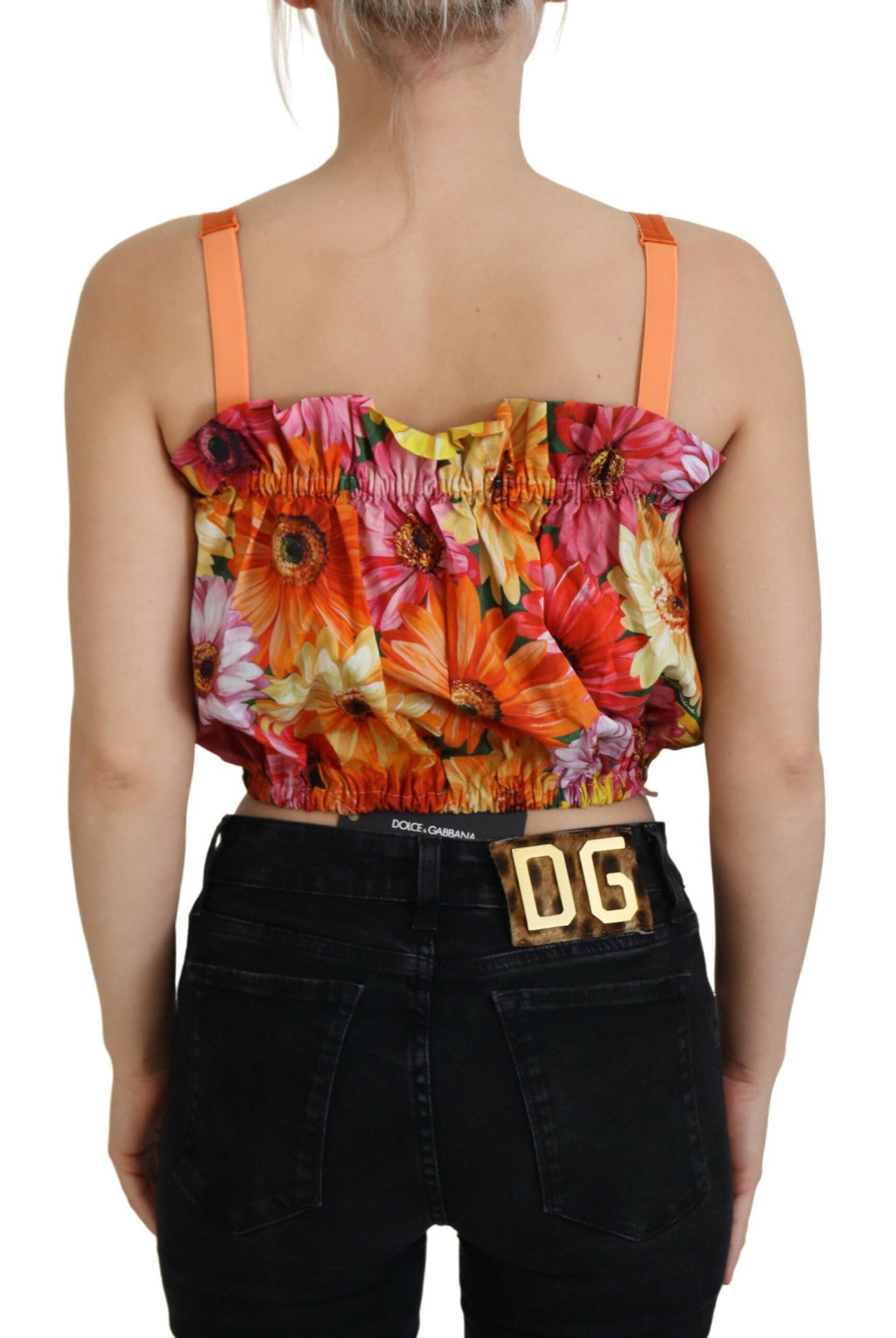 Dolce & Gabbana Bluse Cropped Floral Cotton Tank Top