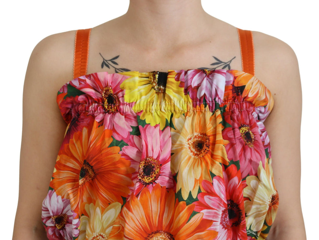 Dolce & Gabbana Bluse Cropped Floral Cotton Tank Top