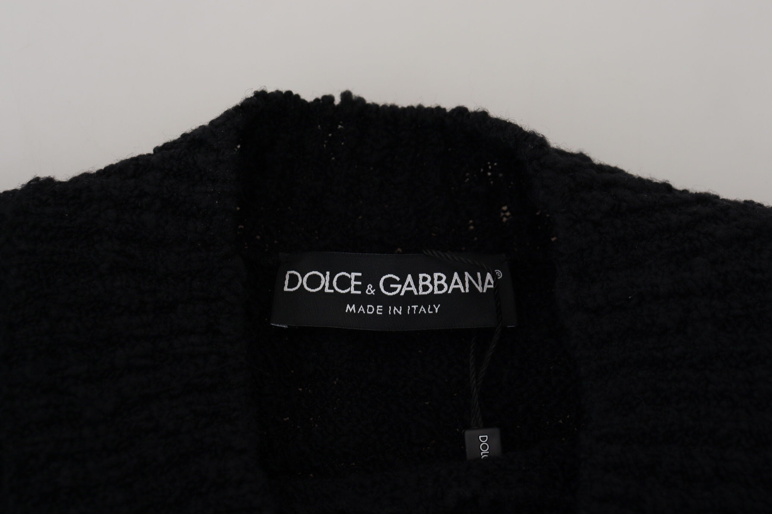 Dolce & Gabbana Schwarzer Wollstrickpullover mit Rundhalsausschnitt
