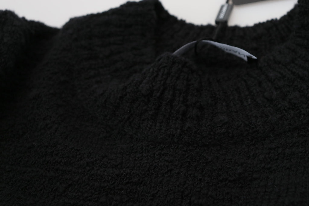 Dolce & Gabbana Schwarzer Wollstrickpullover mit Rundhalsausschnitt