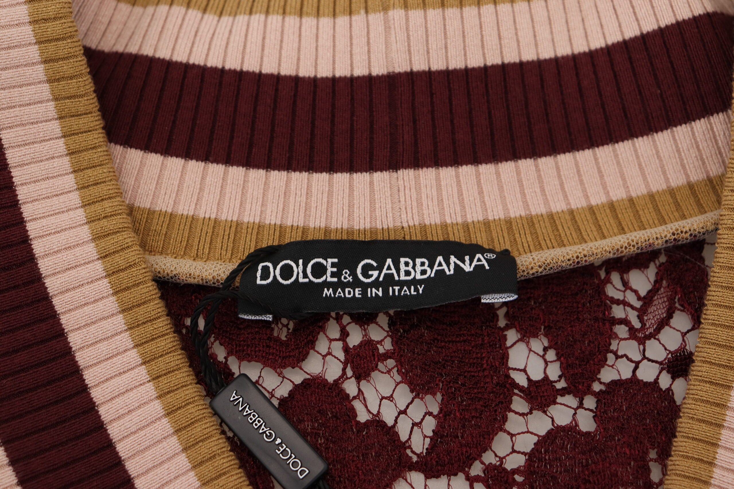 Dolce & Gabbana Multicolor Spitze Pullover mit V-Ausschnitt