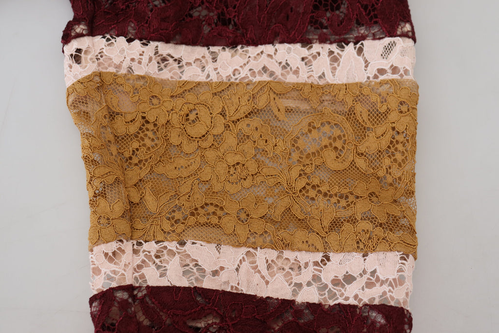 Dolce & Gabbana Multicolor Spitze Pullover mit V-Ausschnitt