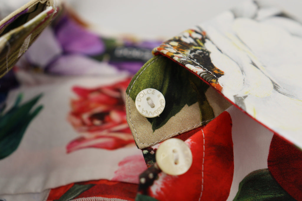 Dolce & Gabbana Multicolor Floral Baumwollbluse mit Kragen