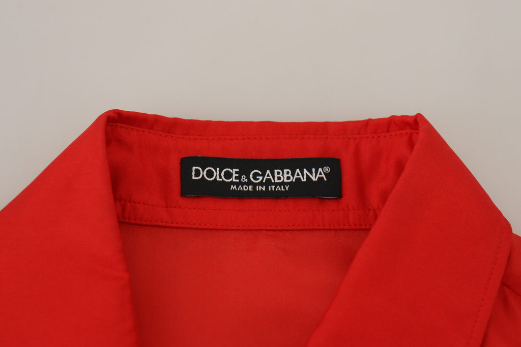 Dolce & Gabbana Rotes Seidenhemd mit Kragen und langen Ärmeln Oberteil