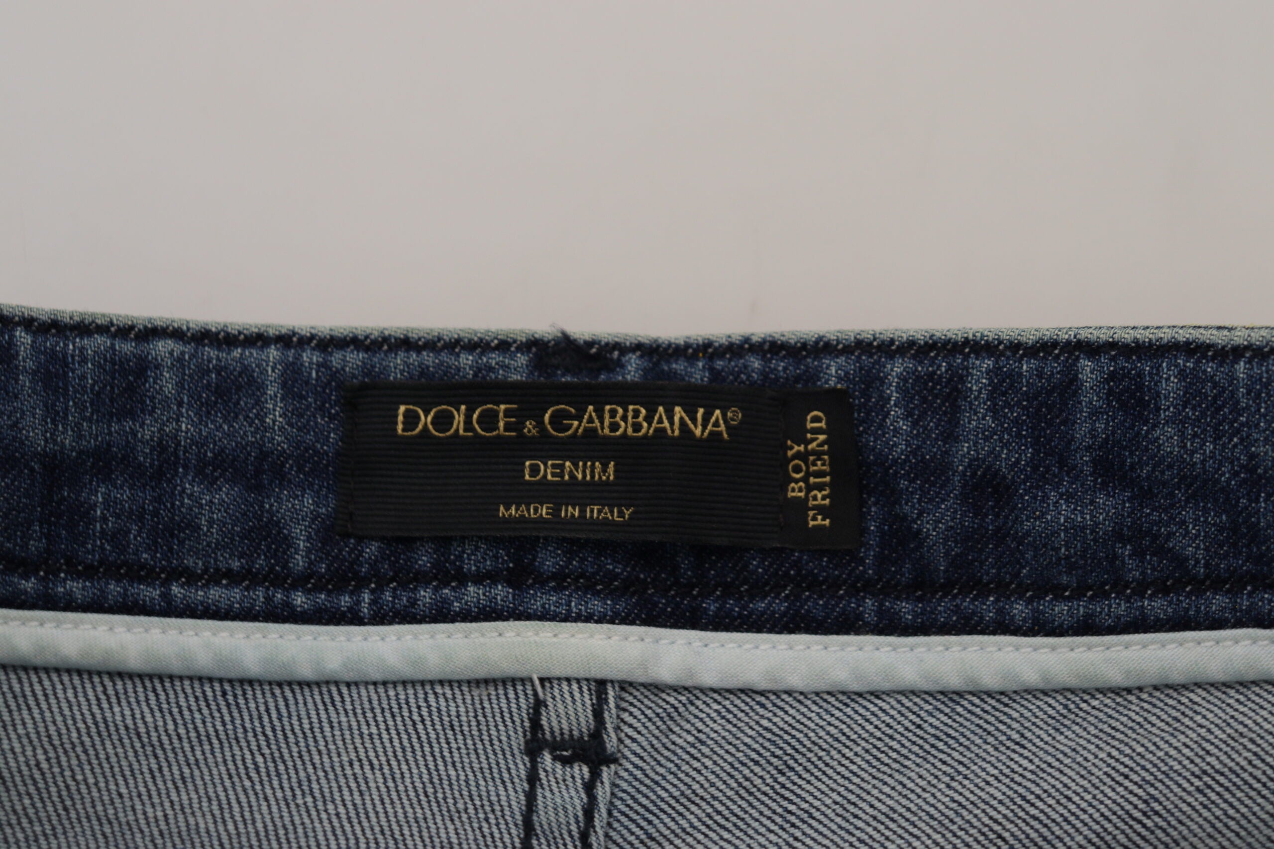 Dolce & Gabbana Gelbe Leoparden-Baumwoll-Straight-Denim-Jeans