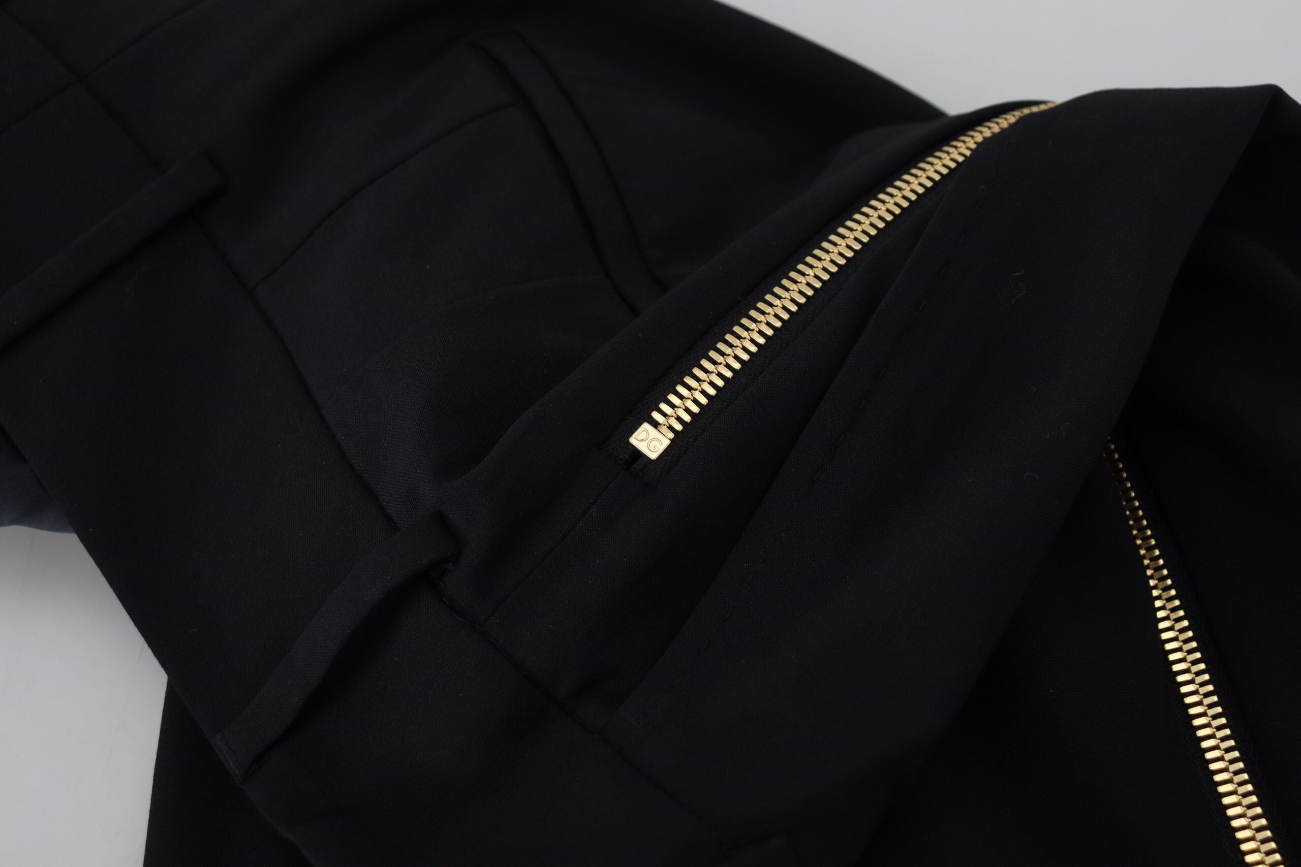 Dolce & Gabbana Schwarze taillierte Hose aus Wolle