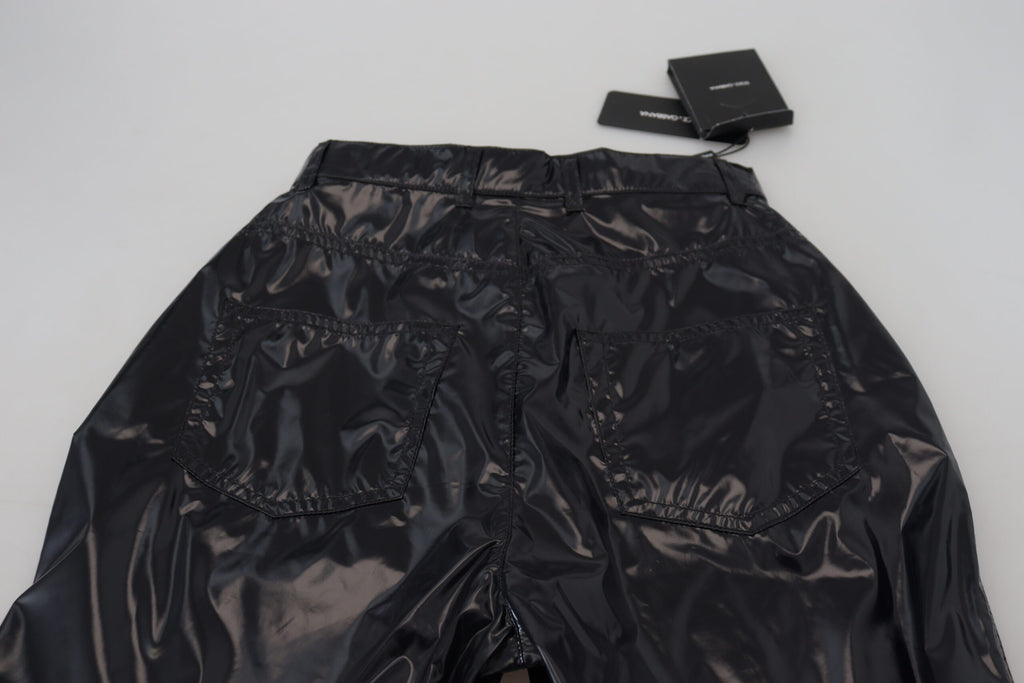 Dolce & Gabbana Schwarze Skinny-Hose aus Nylon mit hoher Taille