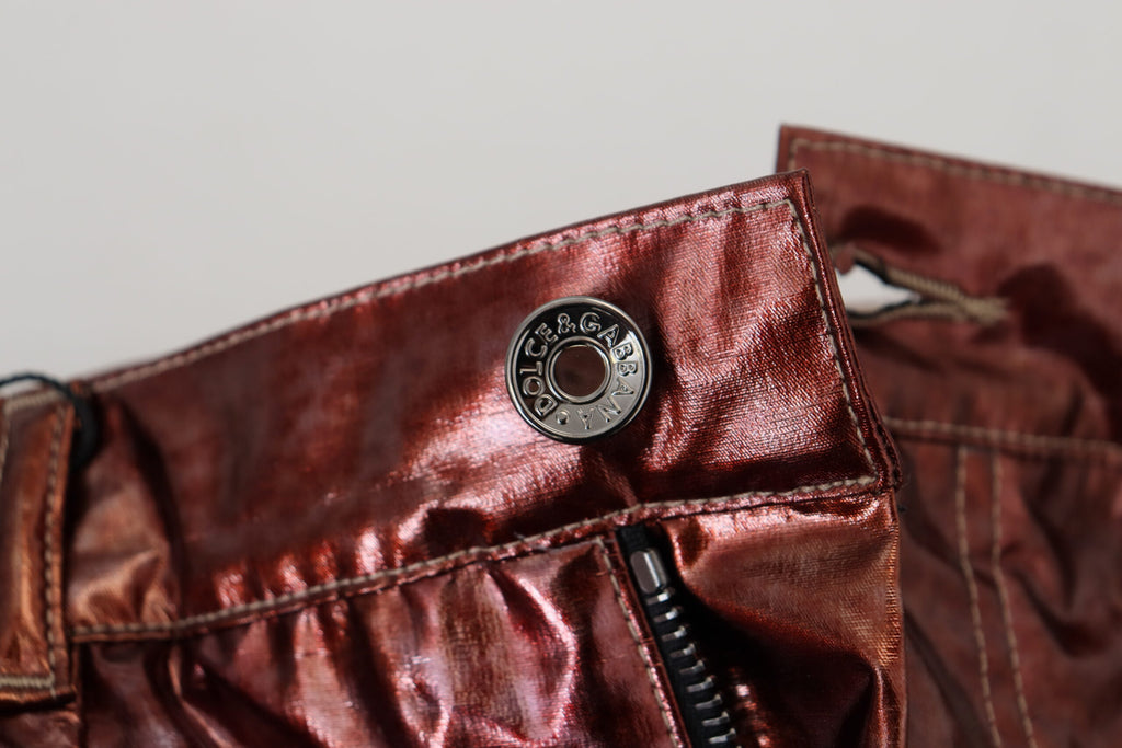 Dolce & Gabbana Metallisch bronzefarbene Skinny Jeans mit hoher Taille