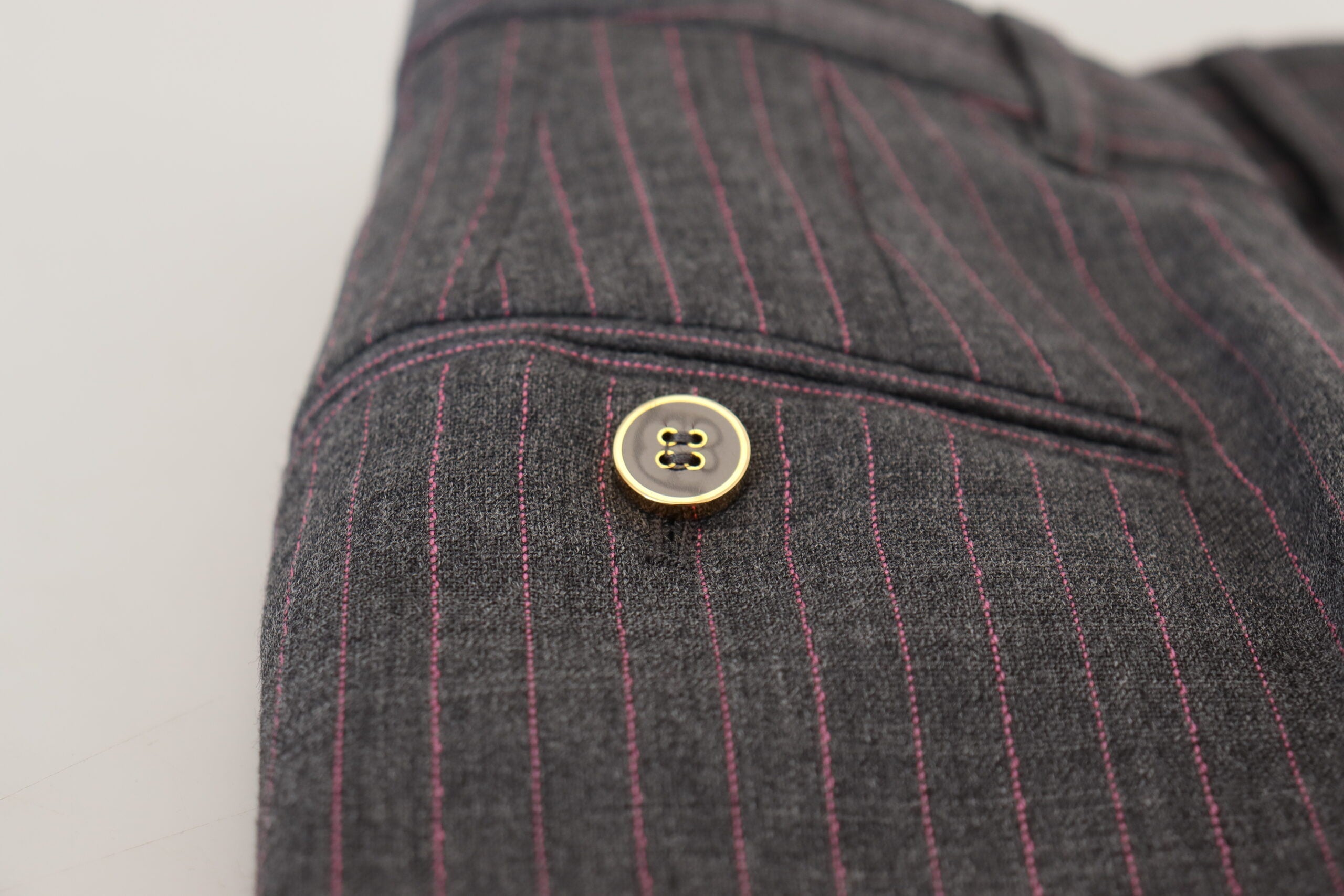 Dolce & Gabbana Graue Streifen Wolle konisch zulaufende Damenhosen