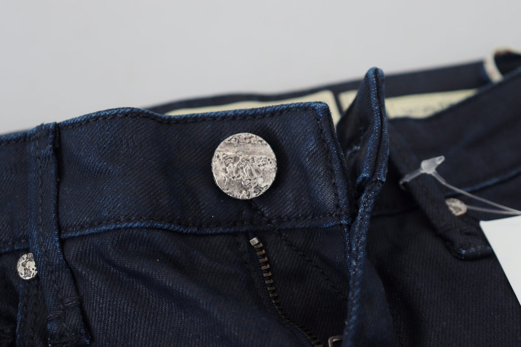 Acht Blaue Baumwolle Niedrige Taille Slim Fit Damen Casual Denim Jeans