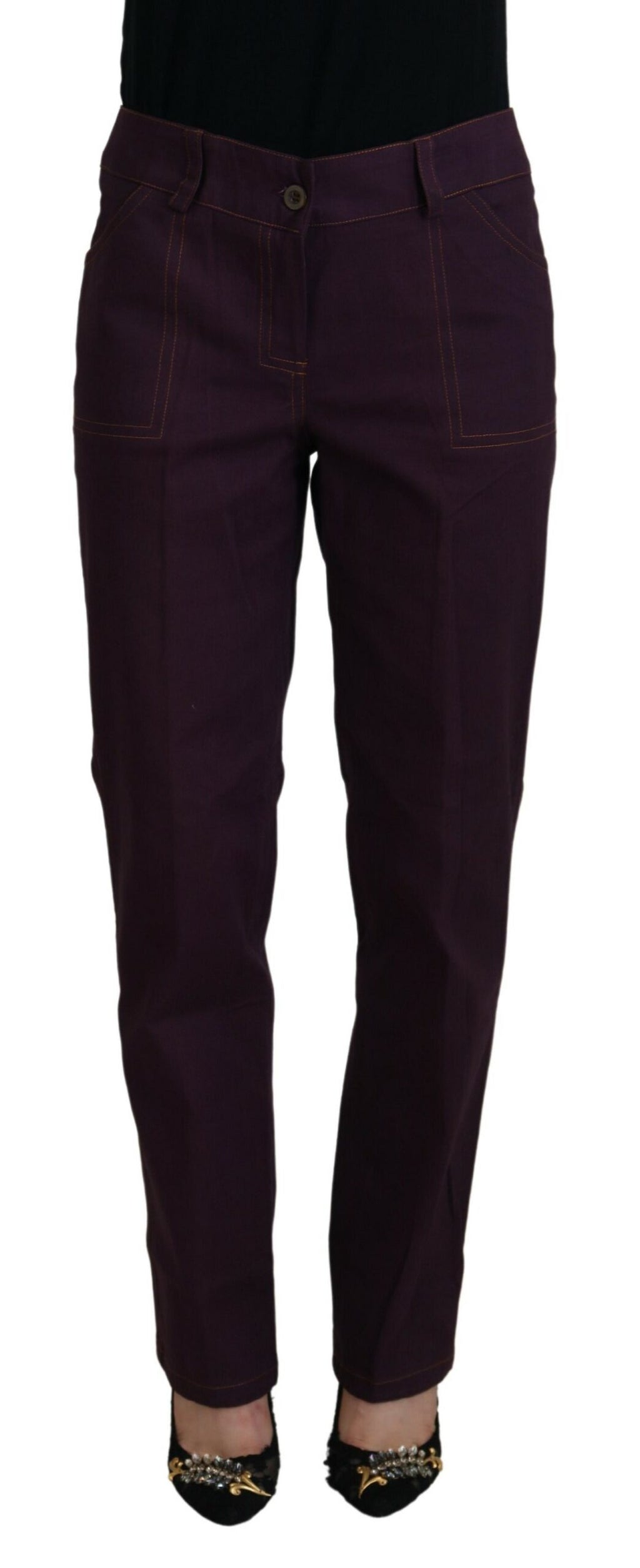 BENCIVENGA Lila Baumwolle Mid Waist Damen Tapered Pants