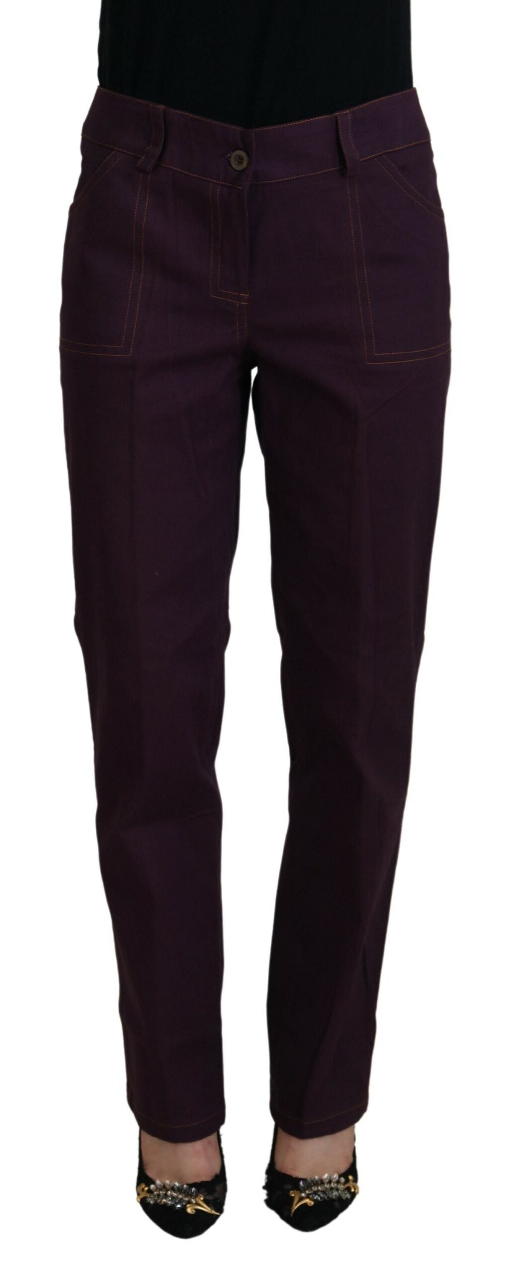 BENCIVENGA Lila Baumwolle Mid Waist Damen Tapered Pants