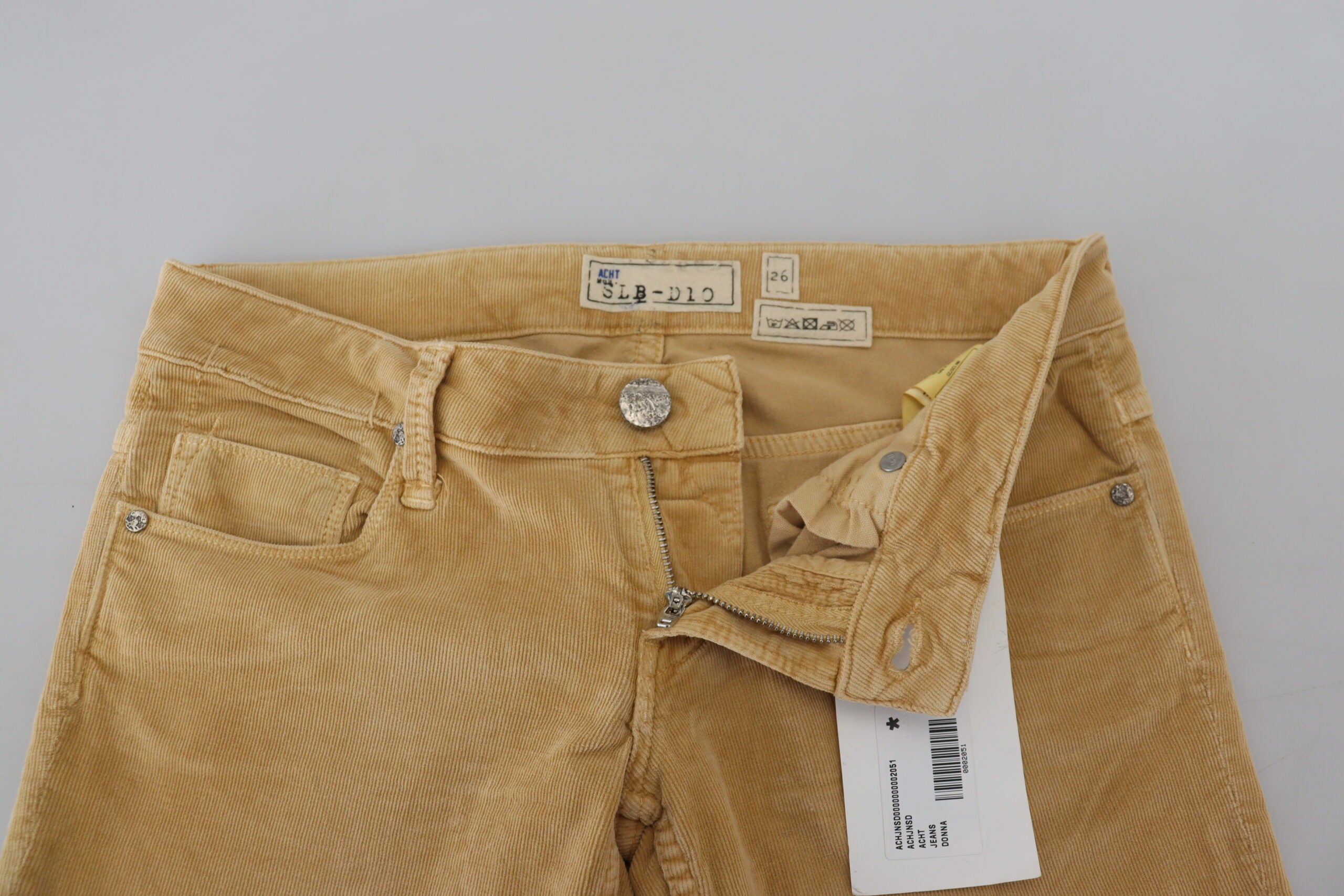 Acht Brauner Baumwollcord mit niedriger Taille für Frauen Casual Jeans
