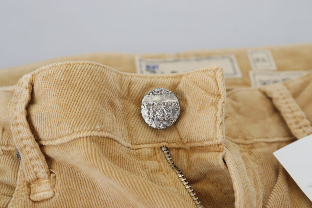 Acht Brauner Baumwollcord mit niedriger Taille für Frauen Casual Jeans