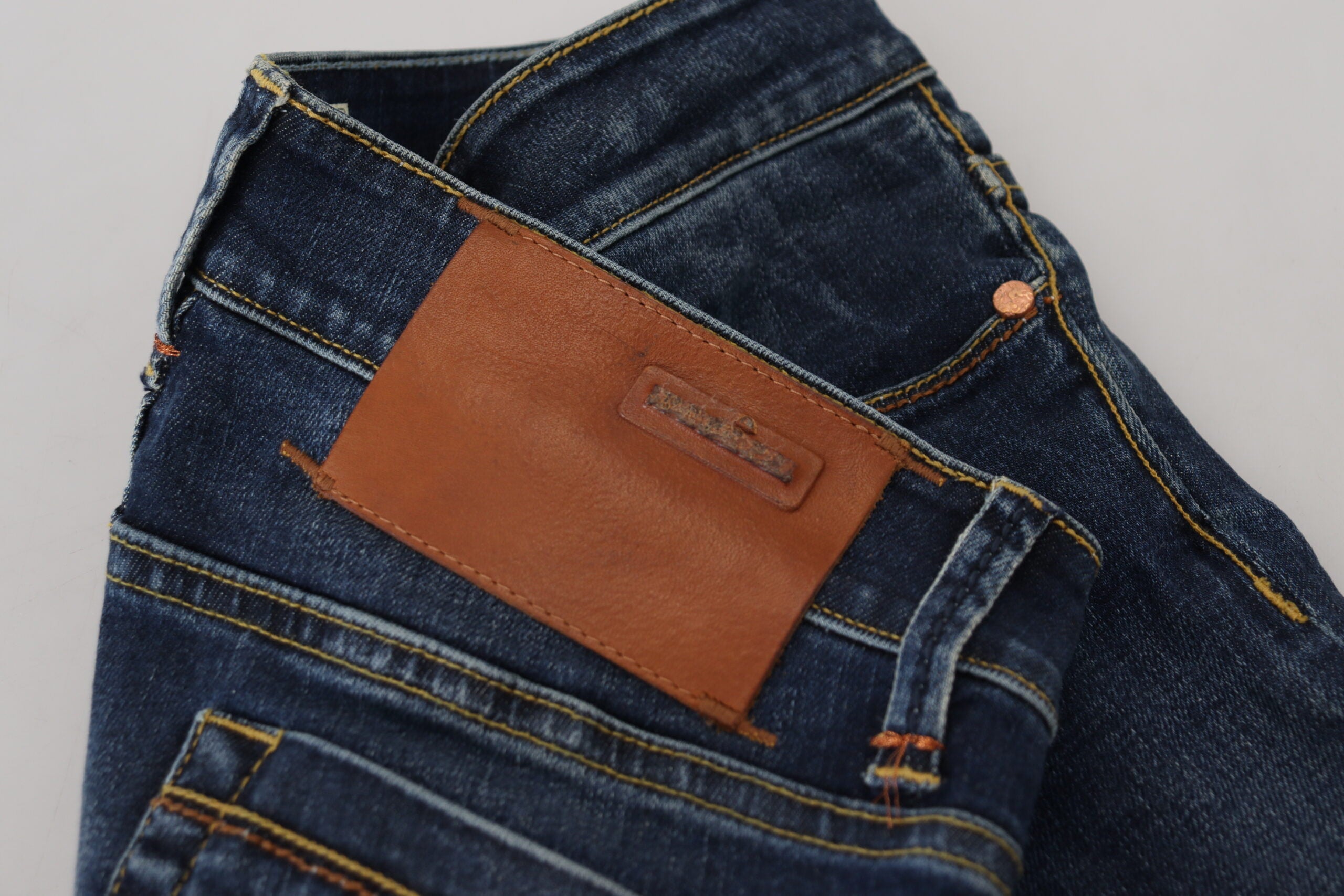 Acht Blaue Baumwolle Niedrige Taille Skinny Frauen Casual Jeans