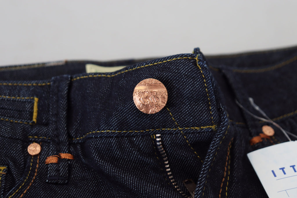 Acht Blaue Baumwolle Niedrige Taille Slim Fit Damen Casual Jeans