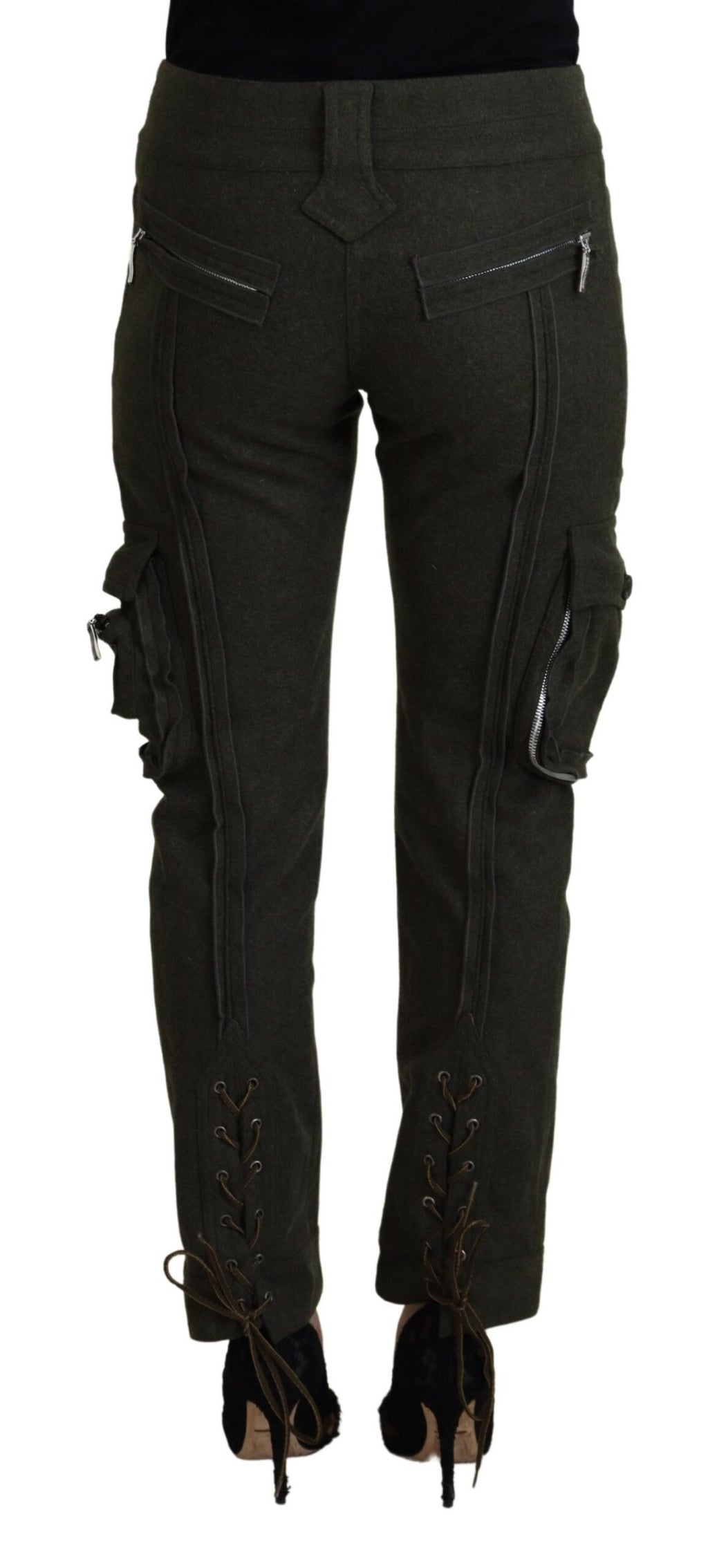 Ermanno Scervino Grüne Lace Up Leg Frauen Tapered Pants
