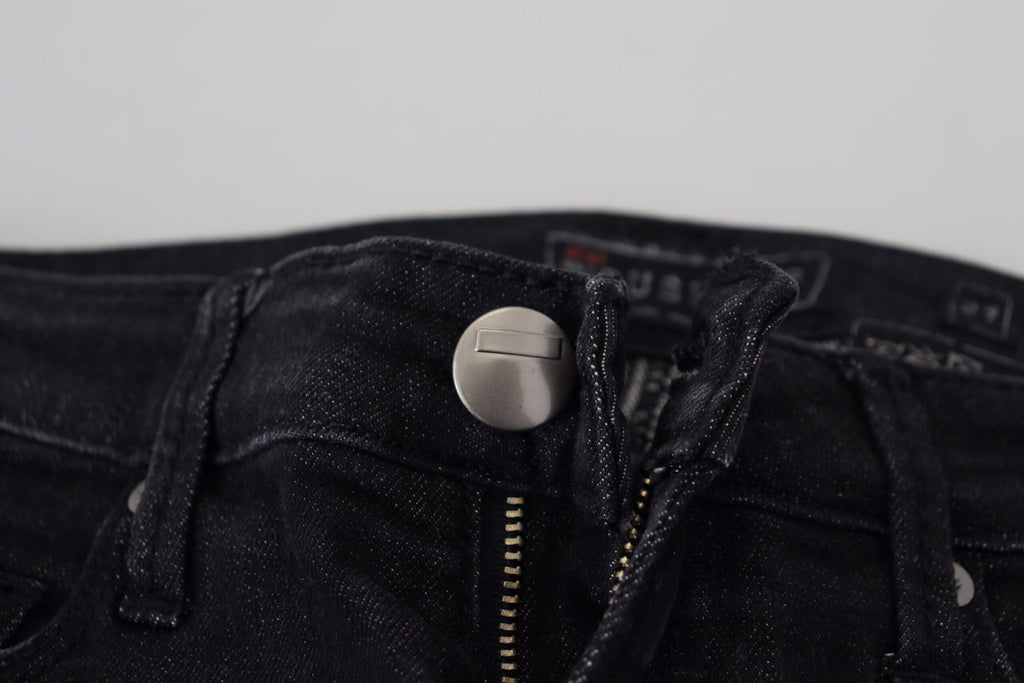 Acht Schwarze Baumwolle Slim Fit Damen Casual Denim Jeans