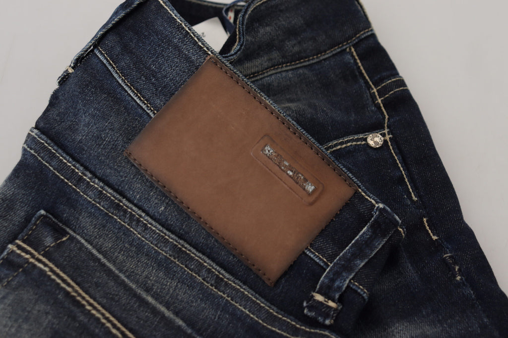 Acht Blau gewaschene Baumwolle Slim Fit Damen Denim Jeans