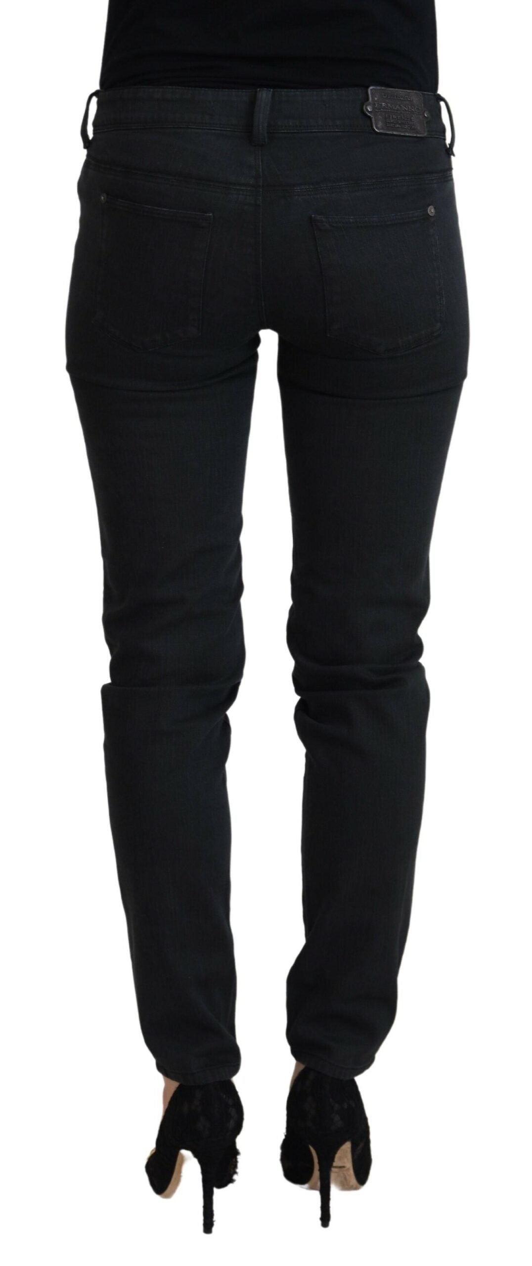 Ermanno Scervino Schwarze Baumwolle Slim Fit Damen Denim Jeans