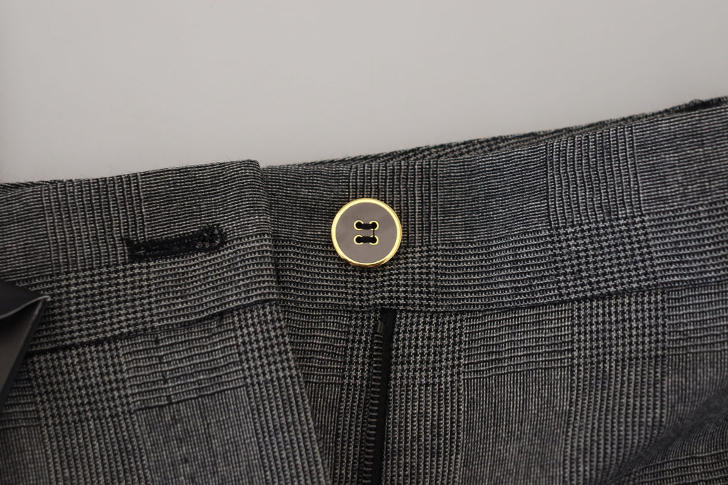 Dolce & Gabbana Graue Damen Wollhose mit hoher Taille