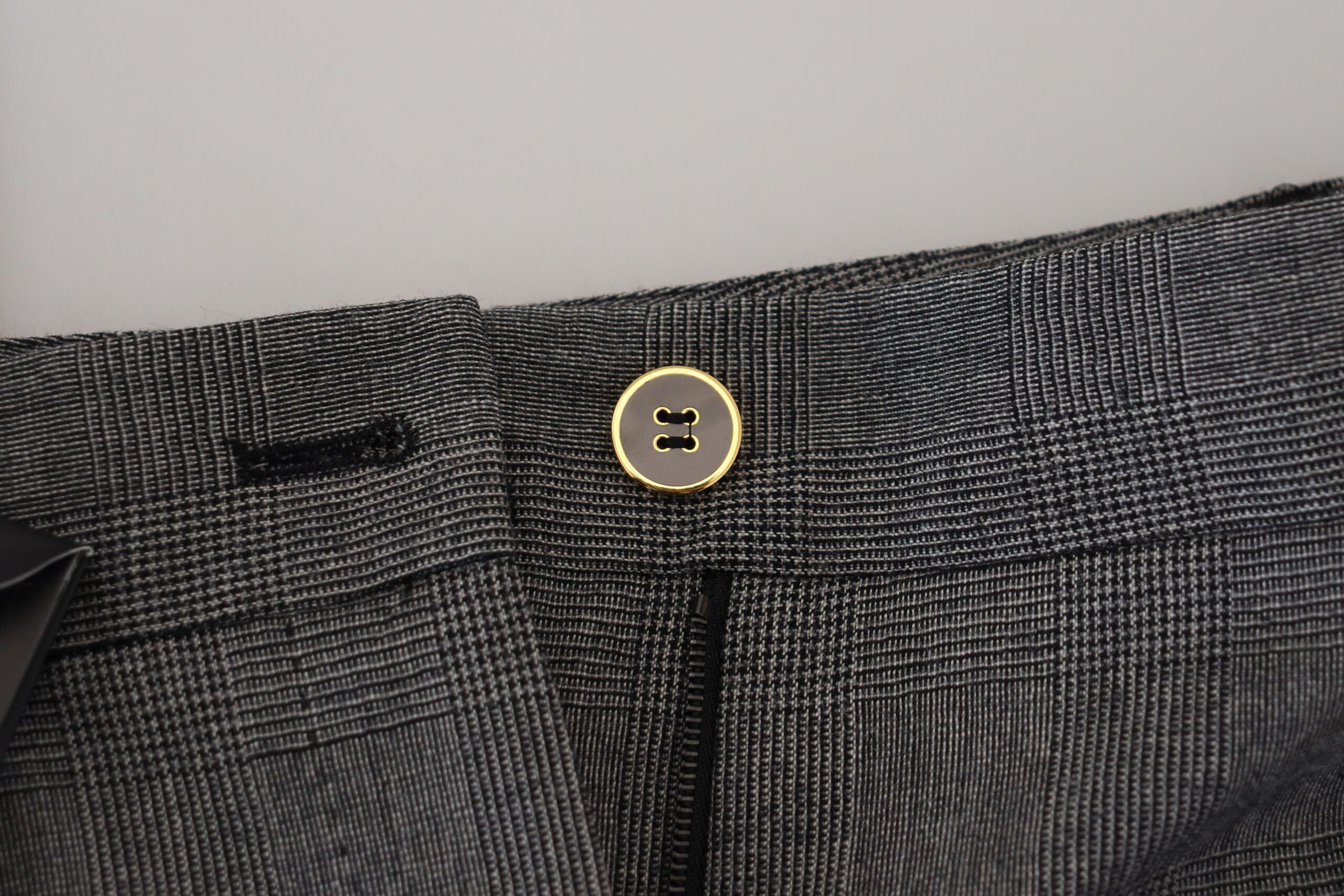 Dolce & Gabbana Graue Damen Wollhose mit hoher Taille