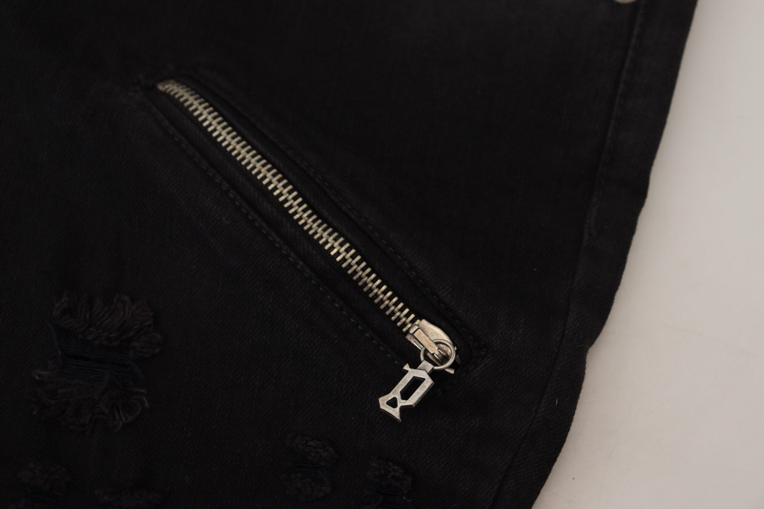 John Galliano Schwarze Baumwolle Mid Waist Skinny Slim Fit Denim Jeans