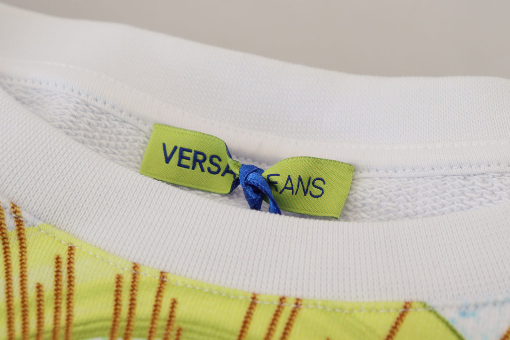 Versace Jeans Weißer Pullover mit Grafikdruck und langen Ärmeln