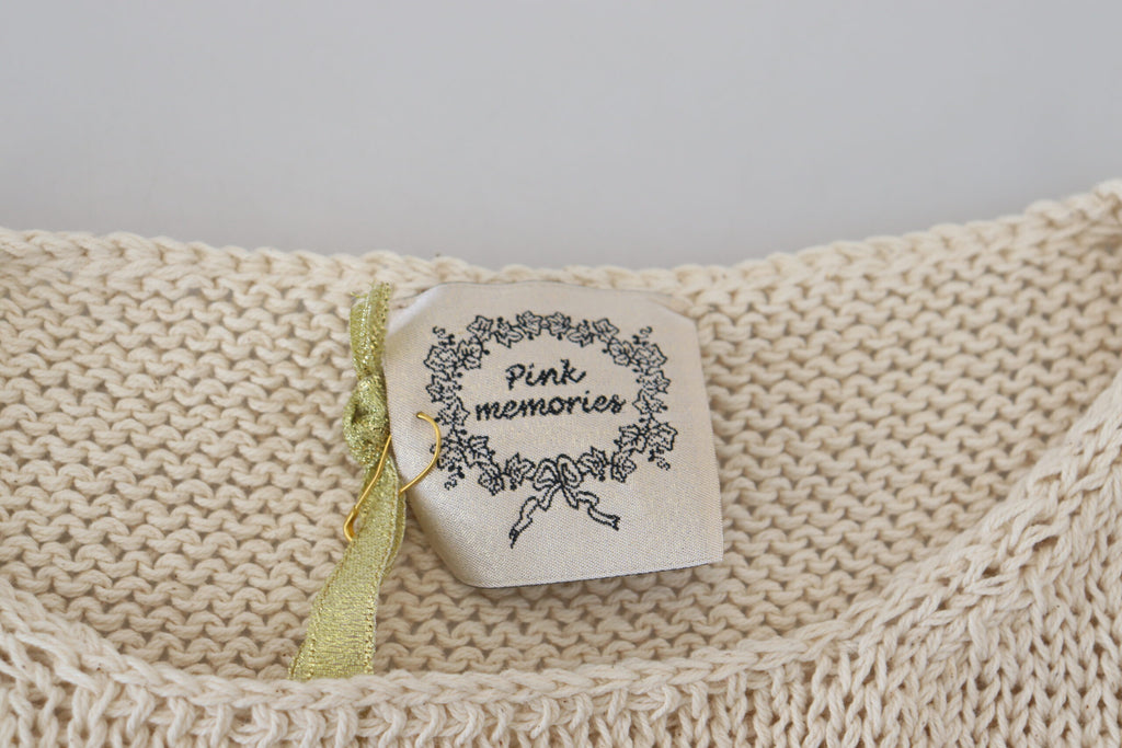 PINK MEMORIES Beigefarbenes ärmelloses Tank-Top aus Baumwollmischung mit Rundhalsausschnitt