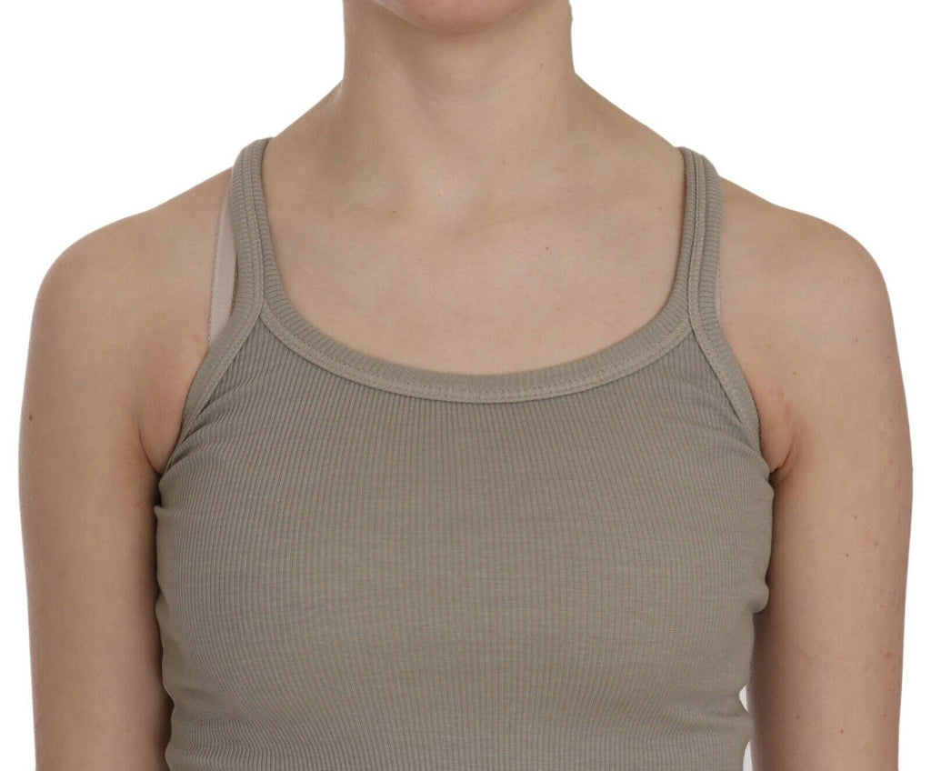 PINK MEMORIES Beige ärmellose Spaghetti-Träger-Tankbluse