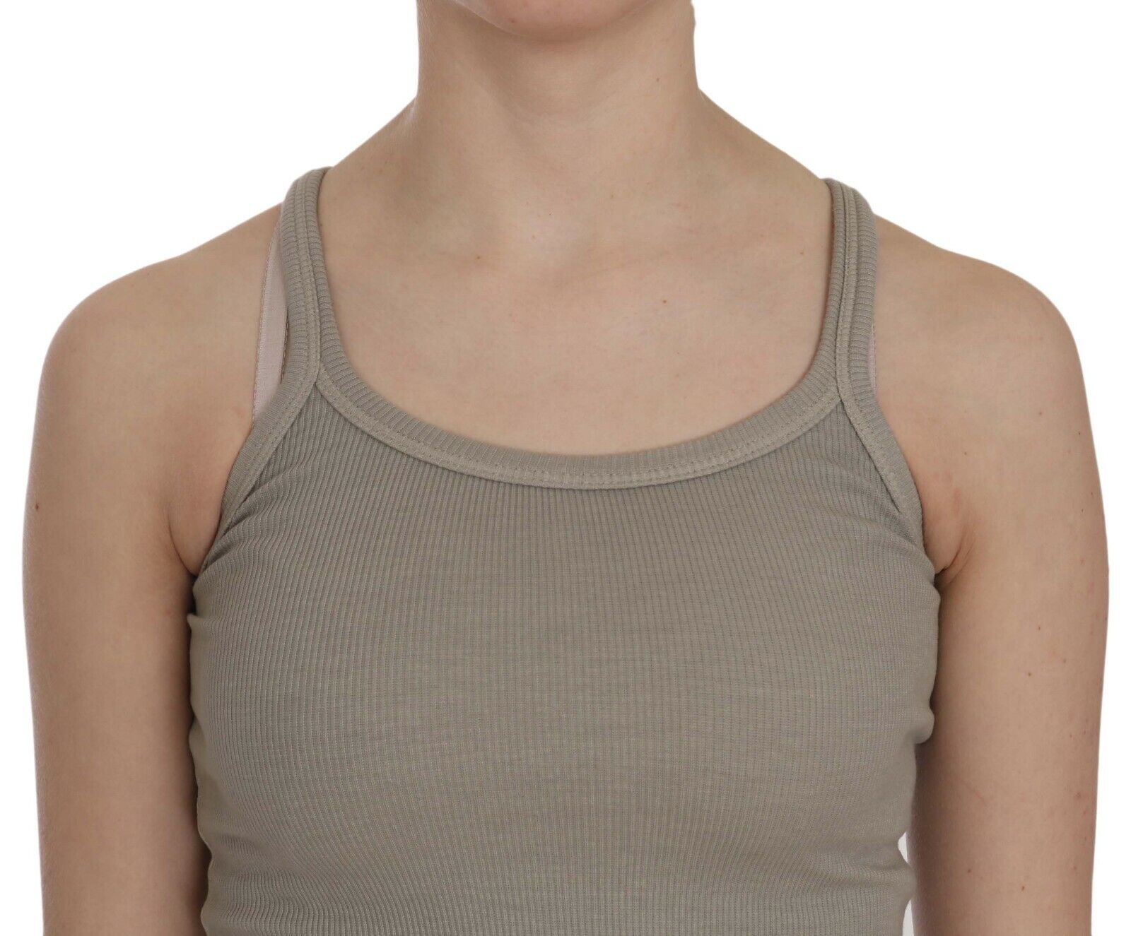 PINK MEMORIES Beige ärmellose Spaghetti-Träger-Tankbluse