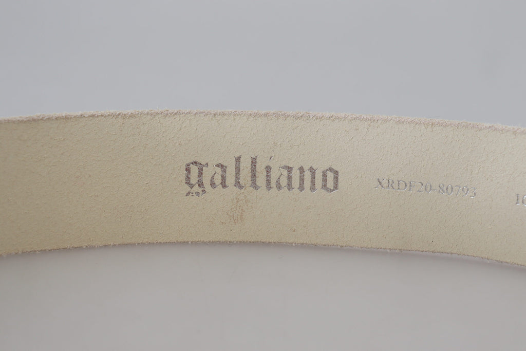 John Galliano Rosa Leder Brief Logo Runde Schnalle Taille Gürtel