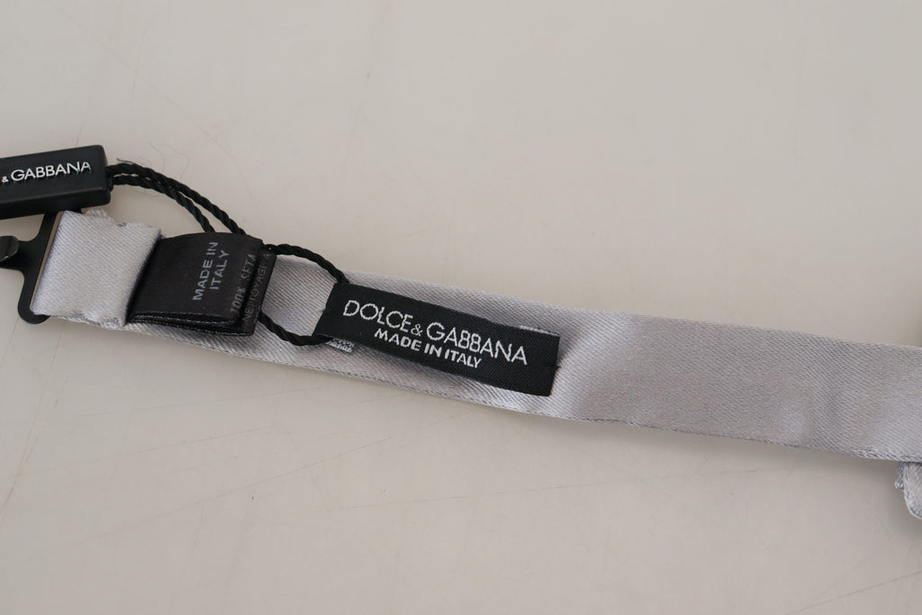 Dolce & Gabbana Graue Seide Verstellbare Männer Hals Papillon Fliege