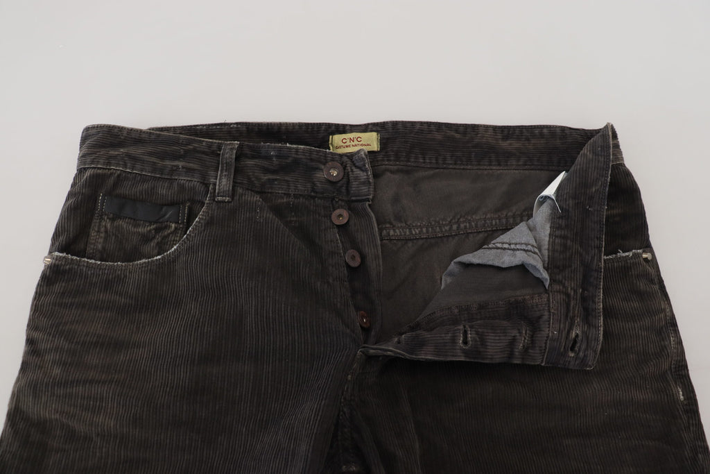 Costume National Grauer Baumwollcord Herren Freizeitjeans