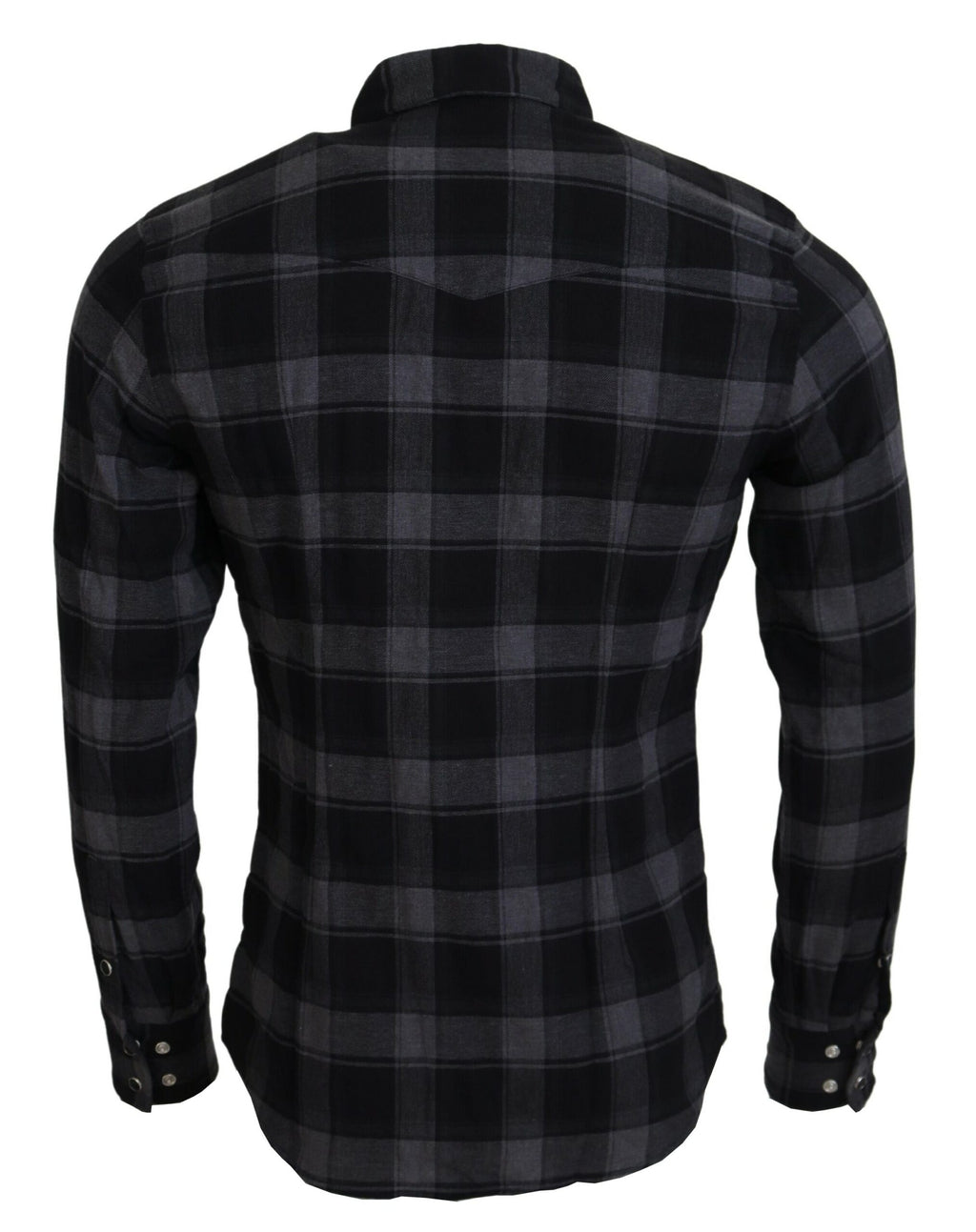 Dolce & Gabbana Schwarz Gray Check Herren Langarmhemd
