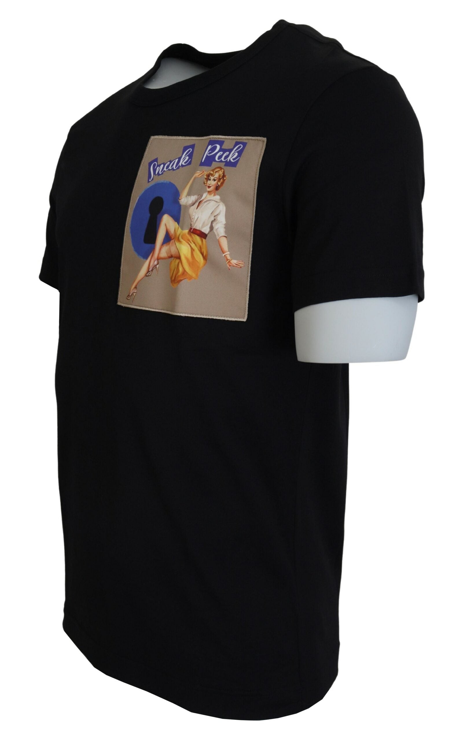Dolce & Gabbana Schwarzes Sneak Peek Baumwoll-T-Shirt mit kurzen Ärmeln