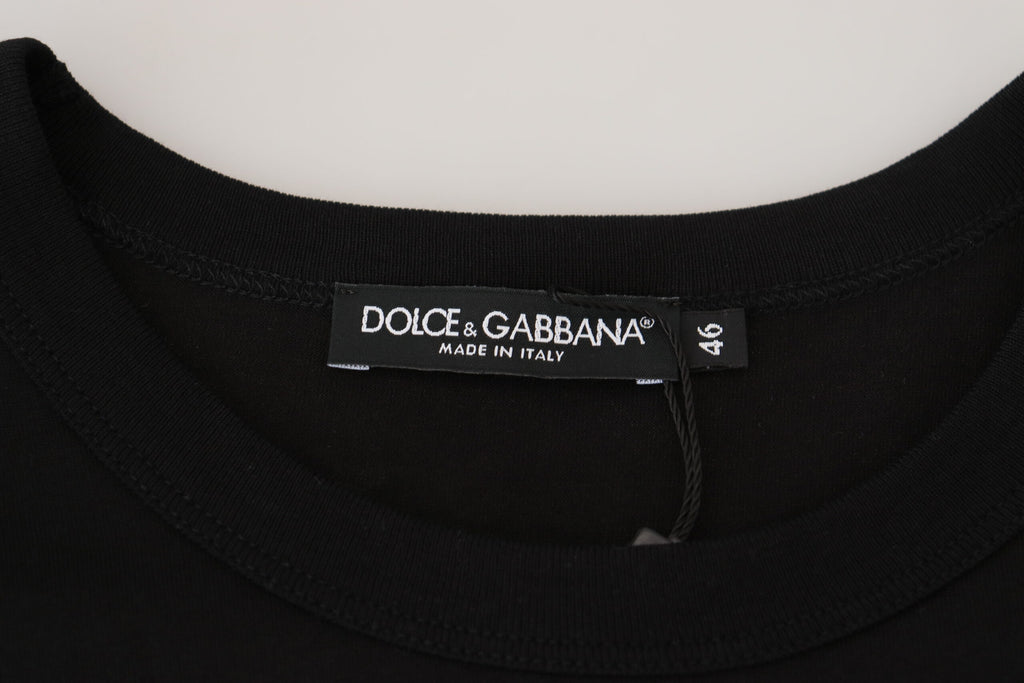 Dolce & Gabbana Schwarzes Sneak Peek Baumwoll-T-Shirt mit kurzen Ärmeln