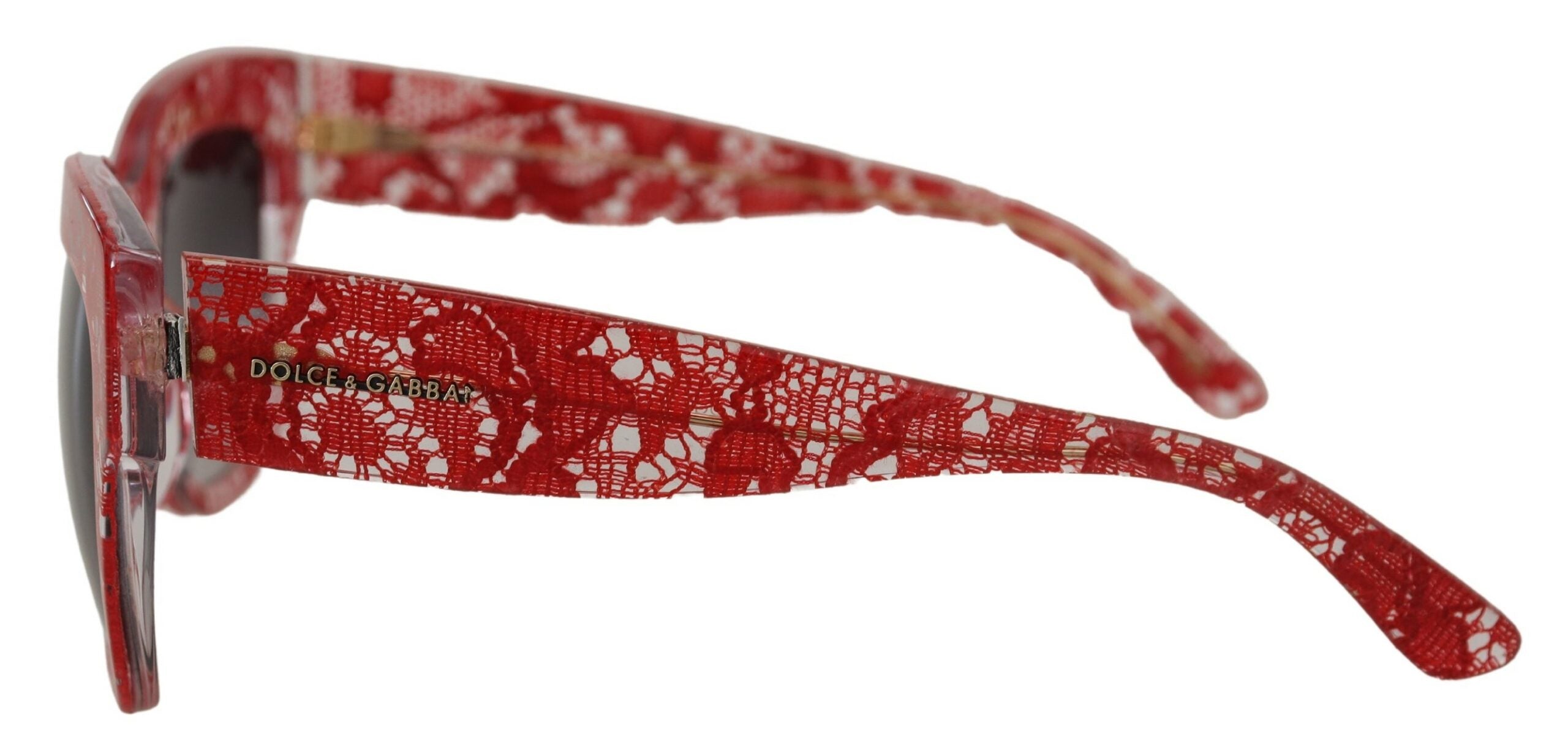 Dolce & Gabbana Rote Sonnenbrille DG4231F Spitze Acetat Rechteck Shades