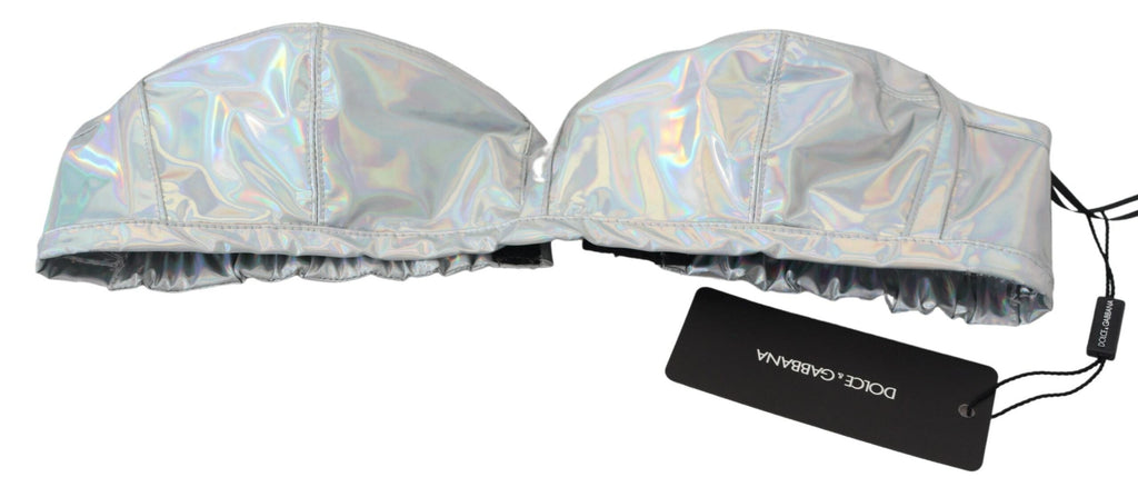 Dolce & Gabbana Silberner Holografie-Effekt Bustier-Büstenhalter Top