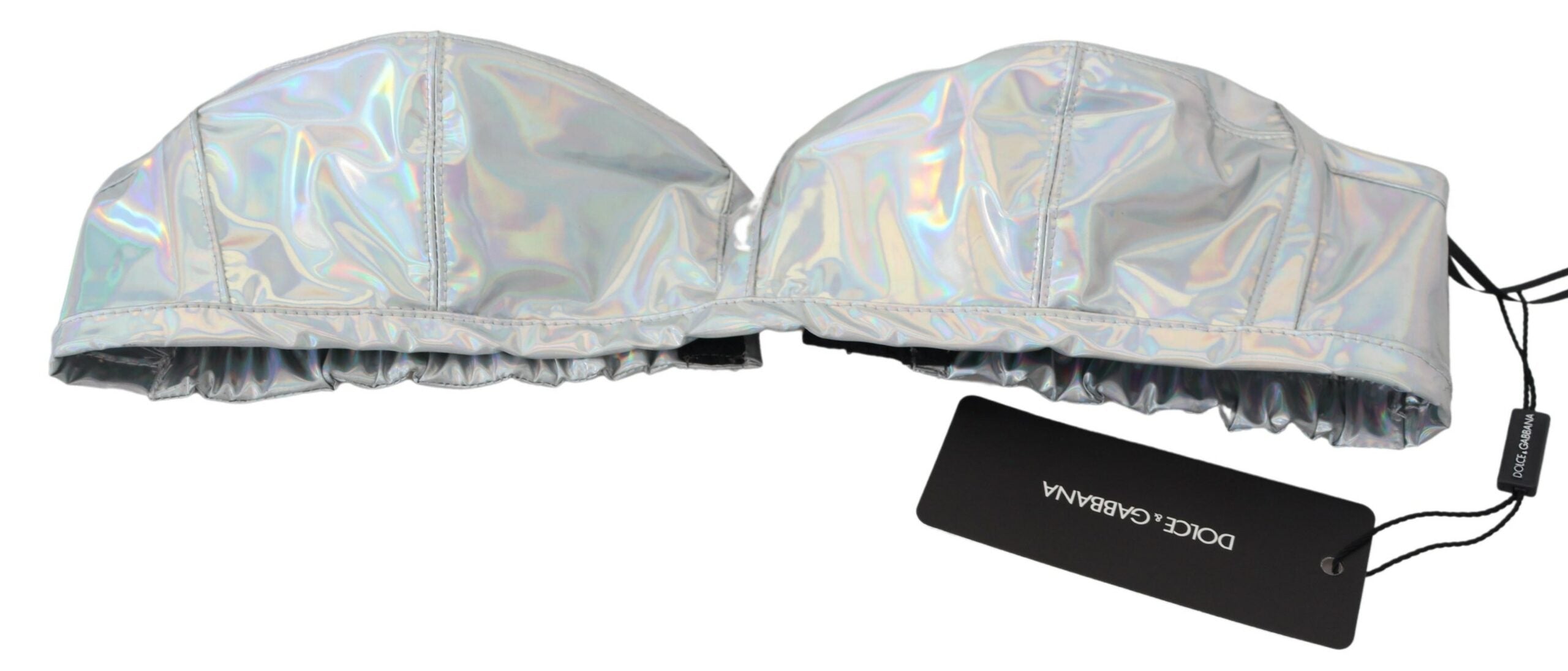Dolce & Gabbana Silberner Holografie-Effekt Bustier-Büstenhalter Top
