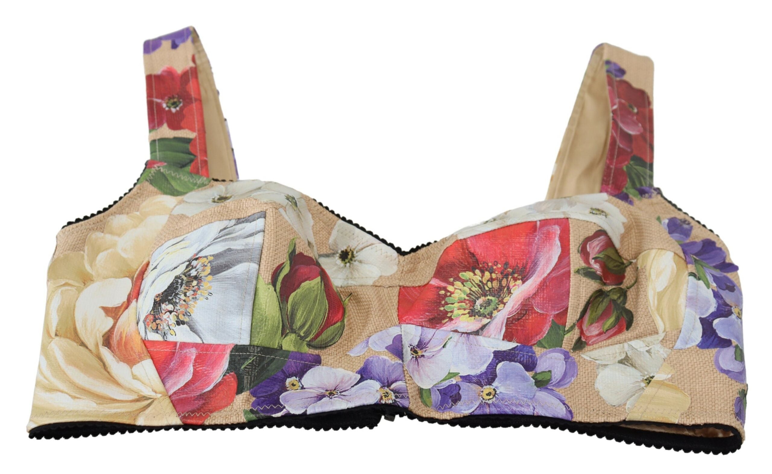 Dolce & Gabbana Multicolor Floral Cropped Bustier Korsett Top