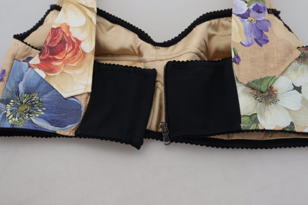 Dolce & Gabbana Multicolor Floral Cropped Bustier Corset Top